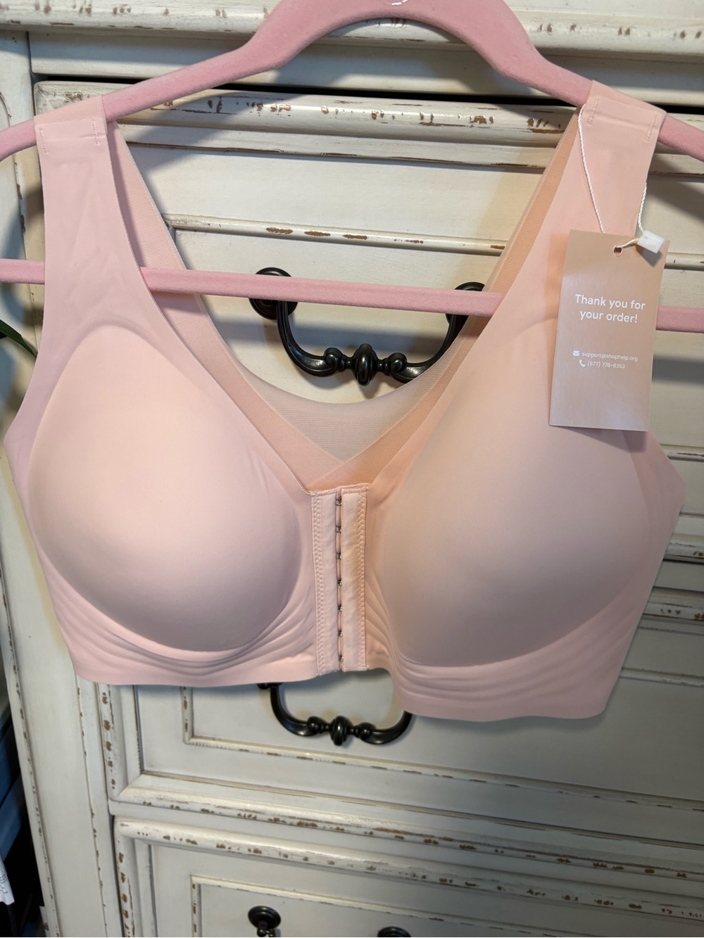 Seamless Front-Closure Padded Comfort Bra - Blush Pink XL